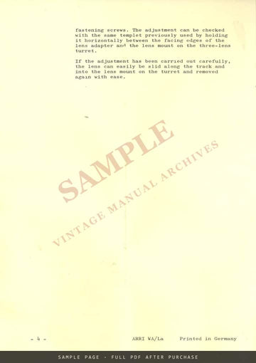 ARRI Adjustment of the 600 mm Fern-Kilar f/5.6 on the Lens Support Bracket, January 1965 – sample page 3 (watermarked preview)