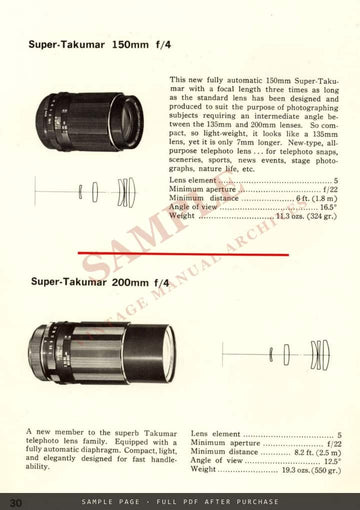 Asahi Pentax SP 500 – Operating Manual, English – sample page 3 (watermarked preview)