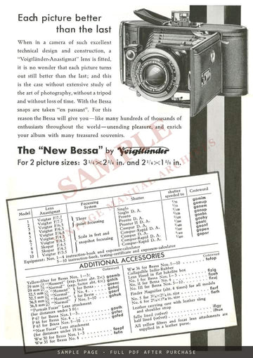 Modern Cameras with the Celebrated Voigtländer Lenses – English Folder, September 1937 – sample page 3 (watermarked preview)