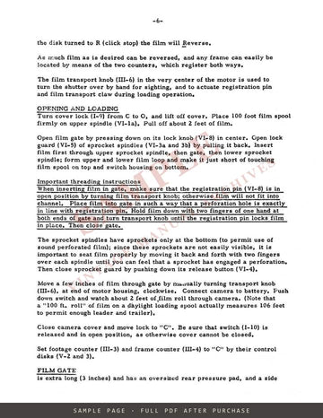 Arriflex 16 – Instruction Booklet for the Mirror Reflex 16mm Camera, English – sample page 3 (watermarked preview)