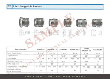 Zenza Bronica SQ-Ai 6x6 – Camera Body Instruction Manual in English – sample page 3 (watermarked preview)