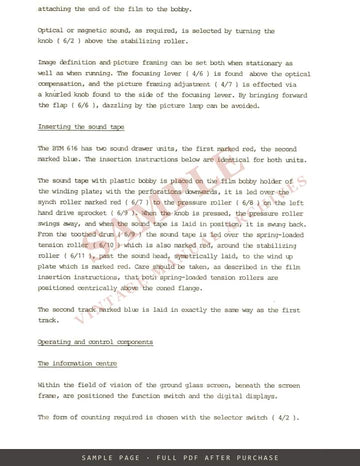 ARRI Film Editing Table BTM 616 for 16 mm Film – Instruction Manual – sample page 3 (watermarked preview)