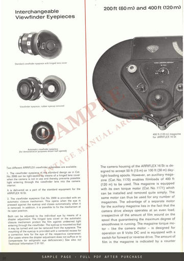 Arriflex 16 St – Mirror Reflex Motion Picture Camera for 16 mm Film: Brochure – sample page 3 (watermarked preview)