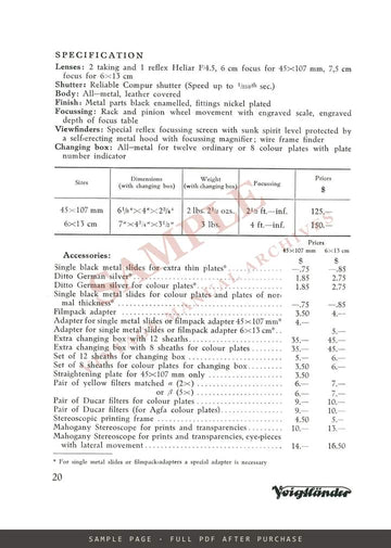 Voigtländer Catalogue, New York, June 1931 – "A Century and Three Quarters of Progress" – sample page 3 (watermarked preview)