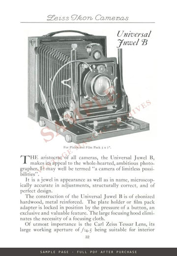 Zeiss Ikon Cameras – Carl Zeiss, Inc. US Catalogue C-328, c. 1928 – sample page 3 (watermarked preview)