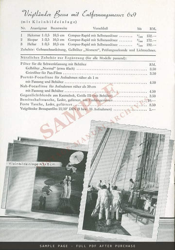 Voigtländer "100 Jahre Fotografie – 99 Jahre Voigtländer Foto!" German Catalogue, 1939 – sample page 3 (watermarked preview)