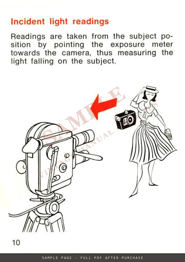 Bolex Exposure Meter – Instructions for Use, English – sample page 3 (watermarked preview)