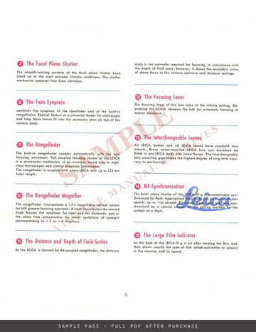 Leica IIIg and Ig – Ernst Leitz Wetzlar Sales Brochure, English, 1958 – sample page 4 (watermarked preview)