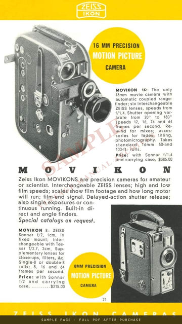 Zeiss Ikon Cameras – Carl Zeiss, Inc. US Catalogue CAM 196, August 1939 – sample page 4 (watermarked preview)