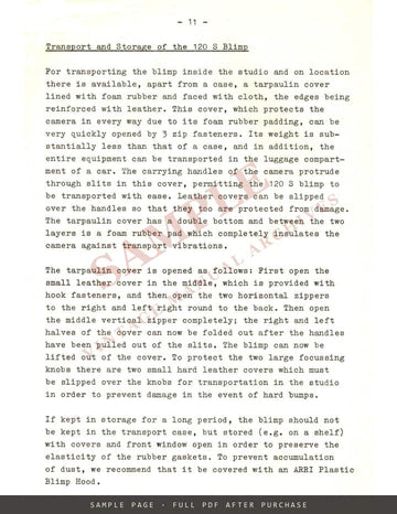 ARRI Blimp 120 S – Description and Operating Instructions, English – sample page 4 (watermarked preview)