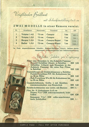 Voigtländer Brillant – "Die Kamera mit dem magischen Kreis" Folder, September 1938 – sample page 4 (watermarked preview)