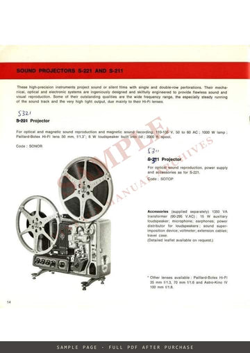 Bolex 16 mm – H16 Reflex Brochure with Kern-Paillard Lenses, English – sample page 4 (watermarked preview)
