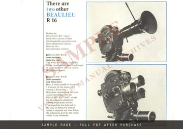 Beaulieu R16 Automatic II 16 mm Camera – Information Brochure, English – sample page 4 (watermarked preview)