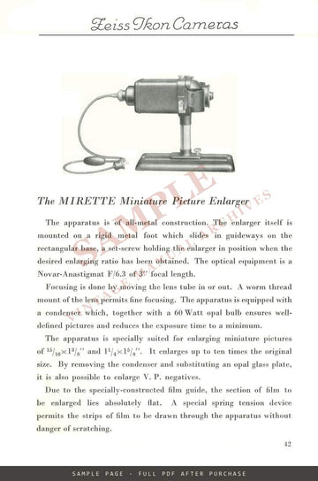 Zeiss Ikon Cameras – English Catalogue with Contents, c. 1932 – sample page 4 (watermarked preview)