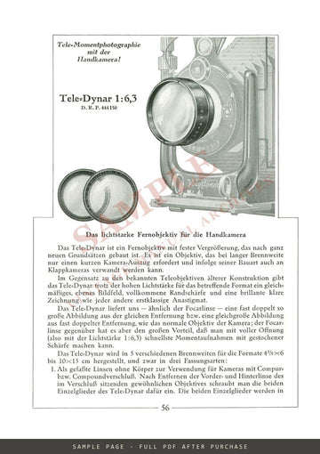 Voigtländer Cameras and Lenses – German Catalogue, March 1928 – sample page 4 (watermarked preview)
