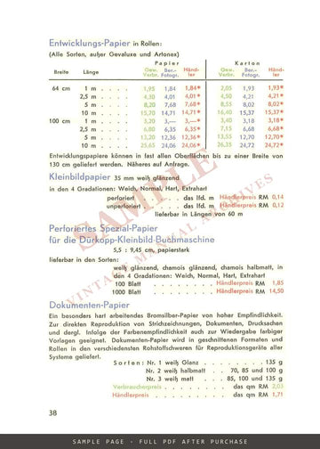 Voigtländer Händler-Preisliste 1939 – German Dealer Price List – sample page 4 (watermarked preview)