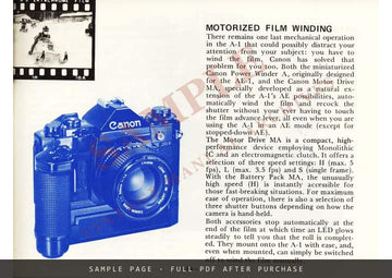 Canon A-1 SLR Camera – Instructions, English – sample page 4 (watermarked preview)