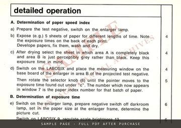 Gossen Labosix Darkroom Meter – Instructions for Use, English – sample page 4 (watermarked preview)