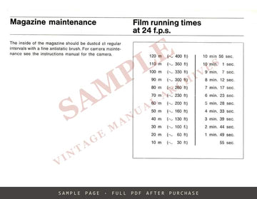 Bolex 400 ft Magazine – Instruction Manual, English – sample page 4 (watermarked preview)
