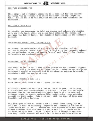 Arriflex 16S/B and 16S/B-GS – Operating Manual, English – sample page 4 (watermarked preview)