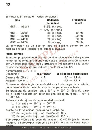 Bolex H16 MST Electric Motor – Instructions for Use, Multilingual – sample page 4 (watermarked preview)