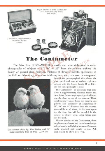 Zeiss Ikon Super Ikonta B & BX – Carl Zeiss, Inc. Leaflet CAM 223, 1941 – sample page 4 (watermarked preview)