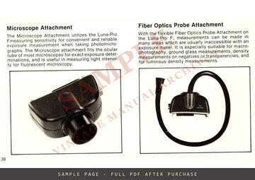 Gossen Luna-Pro F Exposure Meter – Instruction Manual, English – sample page 4 (watermarked preview)