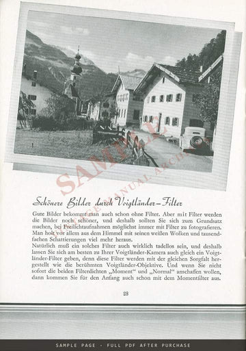 Voigtländer "100 Jahre Fotografie – 99 Jahre Voigtländer Foto!" German Catalogue, 1939 – sample page 4 (watermarked preview)