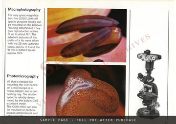 Contarex – Superlative Reflex Camera System Brochure, English – sample page 4 (watermarked preview)