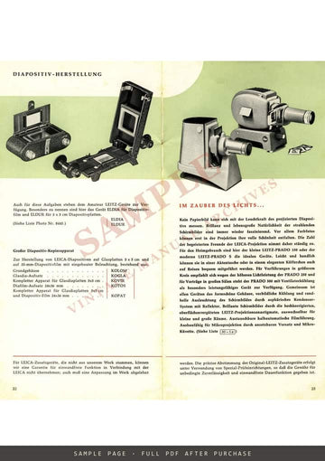 Das Leica System – Ernst Leitz Wetzlar Information Prospectus, German – sample page 4 (watermarked preview)
