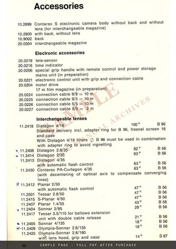Contarex Super Electronic and Its Electronic System – Instructions for Use, English – sample page 4 (watermarked preview)