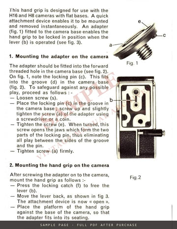 Bolex H Déclic Hand Grip – Instructions for Use, English – sample page 4 (watermarked preview)