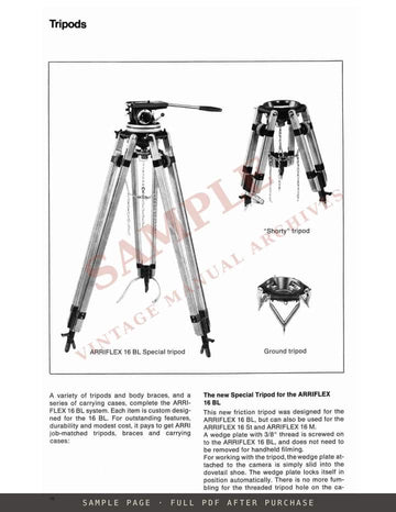Arriflex 16 BL – "The Quiet" 16 mm Mirror-Shutter Professional Camera: Illustrated Description – sample page 4 (watermarked preview)