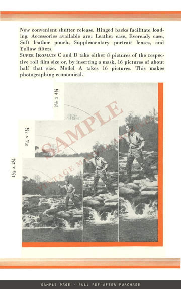 Zeiss Ikon Super Ikomat (Super Ikonta) A, C & D – Carl Zeiss, Inc. Leaflet CAM 43, 1936 – sample page 4 (watermarked preview)