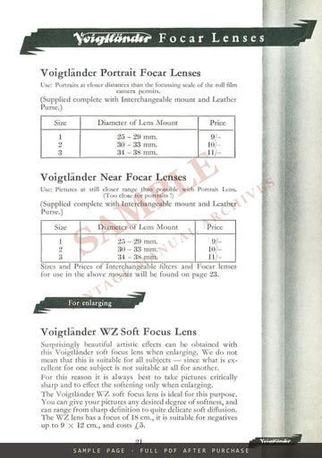 Voigtländer 1939 Catalogue – English Edition – sample page 4 (watermarked preview)