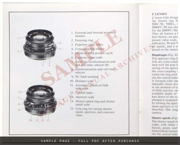 Hasselblad 500C/M, 500EL/M and SWC/M – Instruction Manual – sample page 4 (watermarked preview)