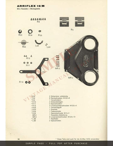 Arriflex 16 M – Ersatzteilkatalog / Spare Parts Catalogue, May 1967 – sample page 4 (watermarked preview)