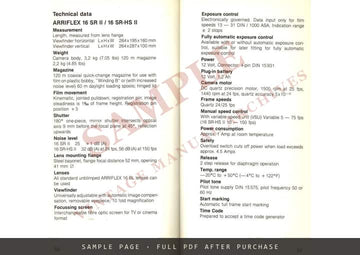 Arriflex 16 SR II – Instruction Manual, 1 January 1982 – sample page 4 (watermarked preview)