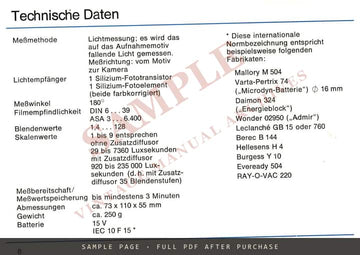 Gossen Sixtron electronic 2 – Gebrauchsanleitung, German – sample page 4 (watermarked preview)