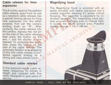 Hasselblad 1000F Instruction Book – English, 20-Page Edition – sample page 4 (watermarked preview)