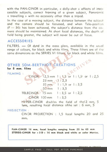 SOM Berthiot Pan-Cinor 8 mm – How to Use, English Leaflet – sample page 4