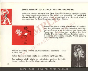 Bolex Zoom Reflex P1 Camera – Instruction Manual, English – sample page 4 (watermarked preview)