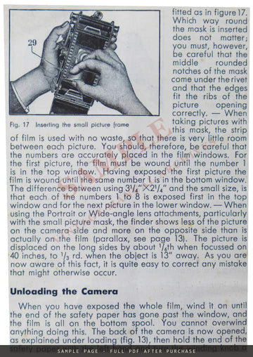 Voigtländer Prominent Instruction Book – English – sample page 4 (watermarked preview)