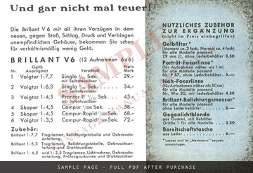 Voigtländer Brillant V6 – German Folder, May 1937 – sample page 4 (watermarked preview)
