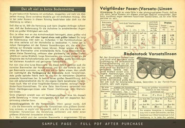 Photo-Porst Catalogue, 11th Edition 1933 – Voigtländer Entries, German – sample page 4 (watermarked preview)