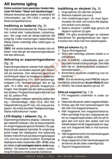 Hasselblad PME90 Metering Prism Finder – Users Manual, Multilingual – sample page 4