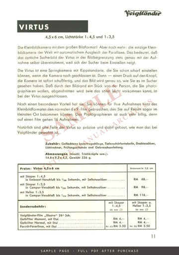 Voigtländer "Die gute flache Voigtländer" – Inos II and Jubilar German Catalogue, July 1933 – sample page 4 (watermarked preview)