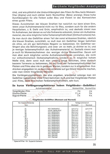 Berühmte Voigtländer Objektive – Famous Voigtländer Lenses, German Catalogue – sample page 4 (watermarked preview)