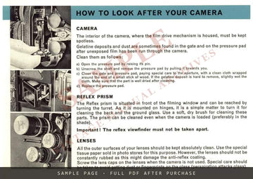 Bolex H16 Reflex Camera – Instructions for Use, English – sample page 4 (watermarked preview)