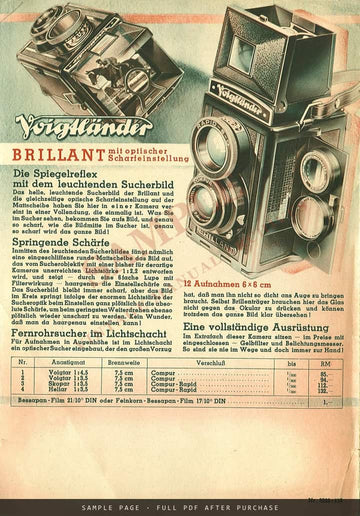 Voigtländer "So gut schon vor 99 Jahren" – Bessa and Brillant Folder, April 1939 – sample page 4 (watermarked preview)
